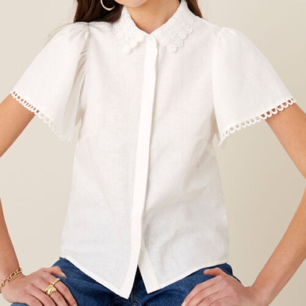 MONSOON lace collar shirt ivory
